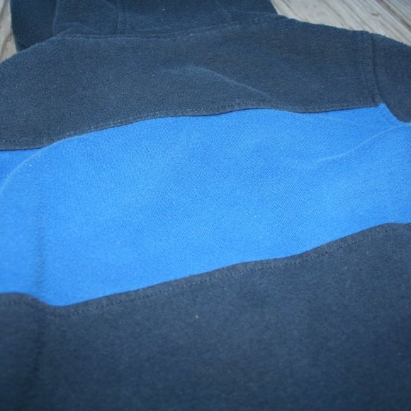 FUZZY SHERPA Zipper Hoodie Boy 4/5 Warm Bright Blue & Navy Light Jacket Layering - Picture 14 of 16